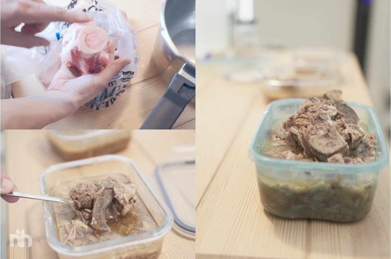 Pork shoulder and beef bones